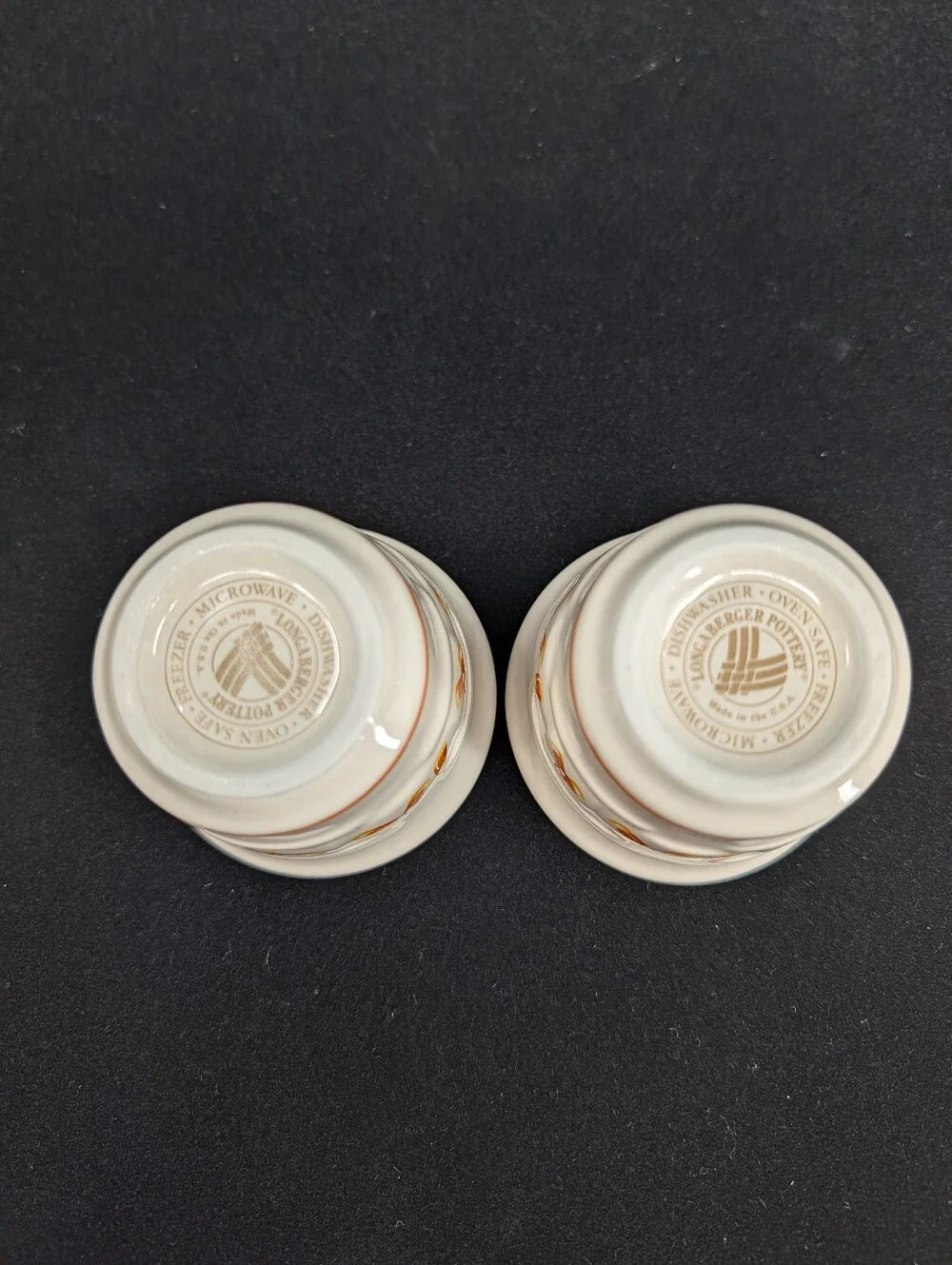 Longaberger Woven Tradition Pottery 1999 Halloween Candy Corn Votive Cup Set (2)